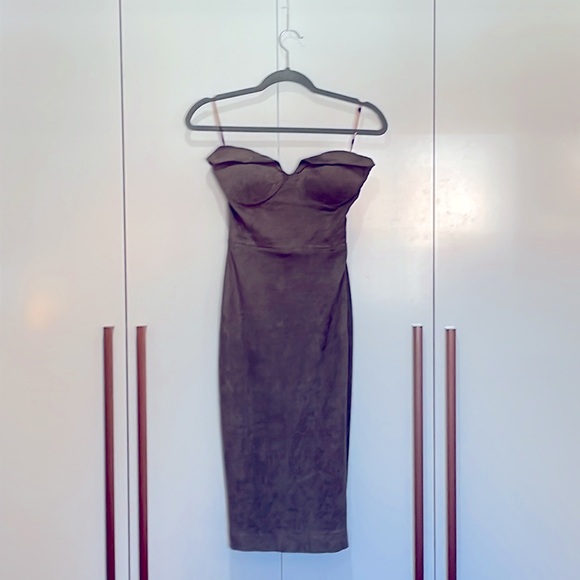 House Of CB London Pia Suedette Dress Taupe - Picture 10 of 13